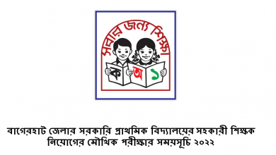 বগেরহাট জেলার সরকারি প্রাথমিক বিদ‌্যালয়ের সহকারী শিক্ষক নিয়োগের মৌখিক পরীক্ষার সময়সূচি ২০২২