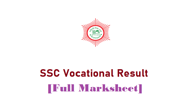 SSC Vocational Result Full Marksheet, Number